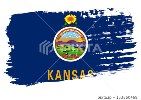 Kansas US flag, wide brush stroke on transparent background vector Kansas US flag, wide brush stroke on transparent background vector 133860469
