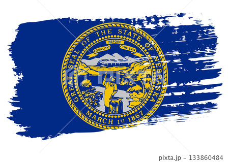 Nebraska US flag, wide brush stroke on transparent background vector 133860484