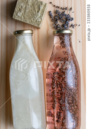 Homemade laundry, marseille grated soap, DIY, do it yourself, zero waste, eco friendly, natural product for wash and cleaning 133860938