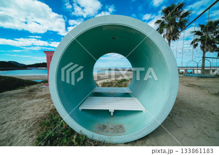 海辺のブランコを満喫する 海辺のブランコを満喫する 133861183