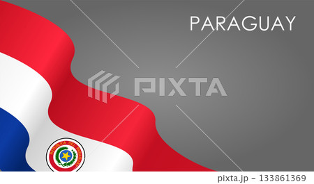 Paraguayan flag waving on gray background. Vector illustration. Paraguayan flag waving on gray background. Vector illustration. 133861369