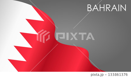 Bahraini flag waving on gray background. Vector illustration. Bahraini flag waving on gray background. Vector illustration. 133861376