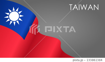 Taiwanese flag waving on gray background. Vector illustration. Taiwanese flag waving on gray background. Vector illustration. 133861384