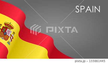 Spanish flag waving on gray background. Vector illustration. 133861445