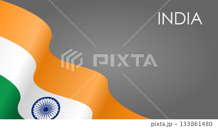 Indian flag waving on gray background. Vector illustration. 133861480