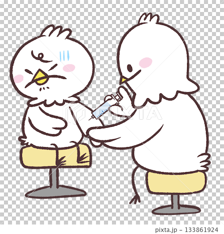 Illustration of a white bird getting an injection 133861924