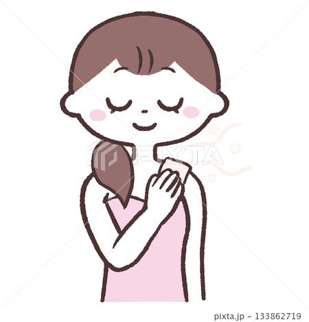 肩に湿布を貼る女性のイラスト 肩に湿布を貼る女性のイラスト 133862719