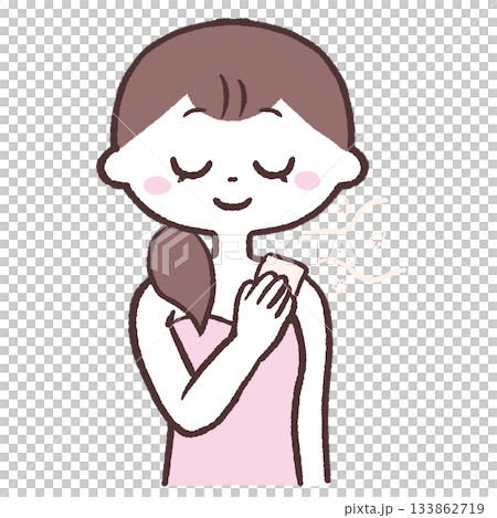 肩に湿布を貼る女性のイラスト 肩に湿布を貼る女性のイラスト 133862719