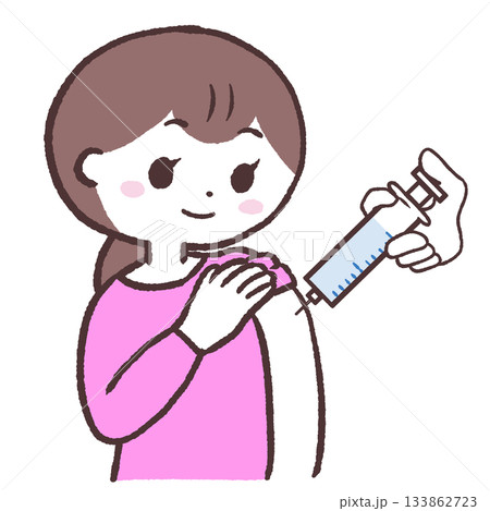 注射を打つ女性のイラスト 133862723