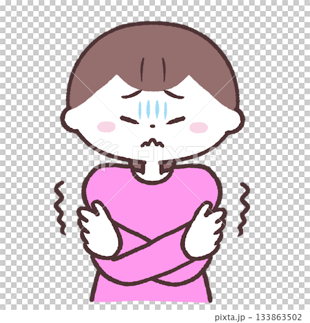 一幅瑟瑟發抖的女人的插圖 133863502