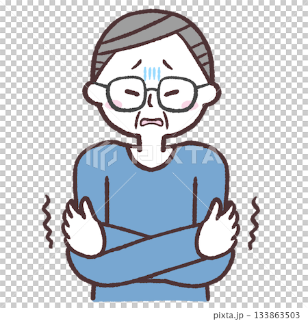 一位瑟瑟發抖的老人的插圖 133863503