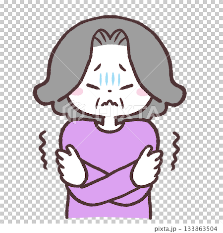一位瑟瑟發抖的老婦人的插圖 133863504