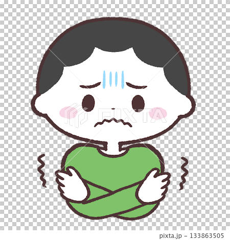 Illustration of a trembling boy Illustration of a trembling boy 133863505