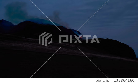 Evening disastrous fire and smoke on Arthur's Seat in Edinburgh, Scotland 133864160