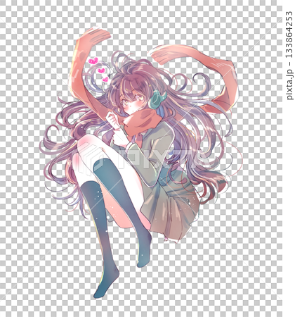 寝転がる女子学生　ヘッドホン　好き 133864253