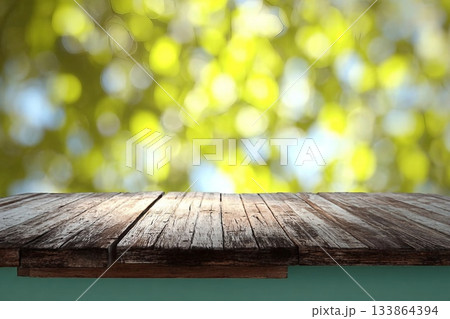 Spring background with wooden floor 133864394