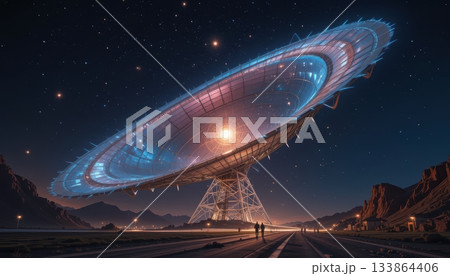 Giant Alien Communication Array Under a Starry Night Sky Giant Alien Communication Array Under a Starry Night Sky 133864406