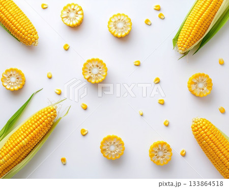 夏野菜のとうもろこしフレーム構図 133864518