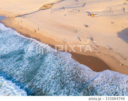 Guincho Beach and Sand Dunes. Aerial View. Atlantic Ocean, Portugal 133864748