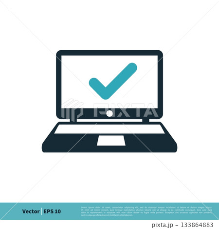 Laptop, Computer Check Mark Icon Vector Logo Template Illustration Design. Vector EPS 10. 133864883
