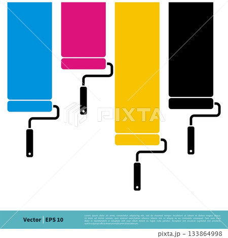 Colorful CMYK Roll Painter Vector Template Illustration Design. Vector EPS 10. Colorful CMYK Roll Painter Vector Template Illustration Design. Vector EPS 10. 133864998