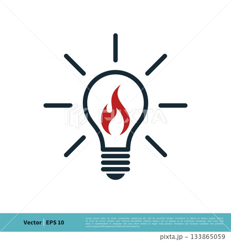 Light Bulb with Fire Flame Icon Vector Logo Template Illustration Design. Vector EPS 10. 133865059
