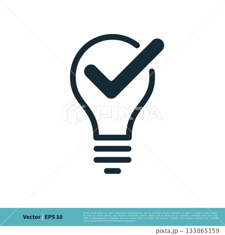 Light Bulb, Check Mark Icon Vector Logo Template Illustration Design. Vector EPS 10. Light Bulb, Check Mark Icon Vector Logo Template Illustration Design. Vector EPS 10. 133865159