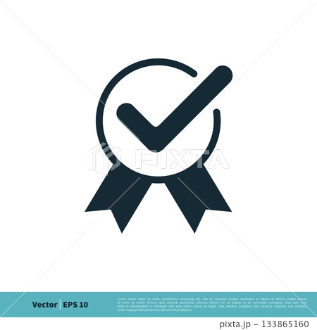 Rosette Ribbon, Check Mark Icon Vector Logo Template Illustration Design. Vector EPS 10. 133865160