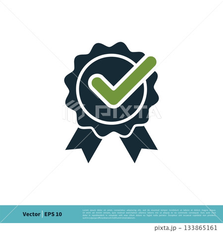 Rosette Ribbon, Check Mark Icon Vector Logo Template Illustration Design. Vector EPS 10. 133865161