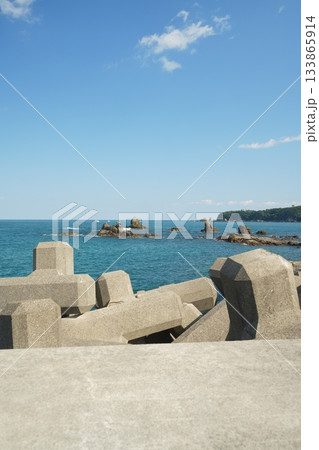防波堤の上から見る海 133865914
