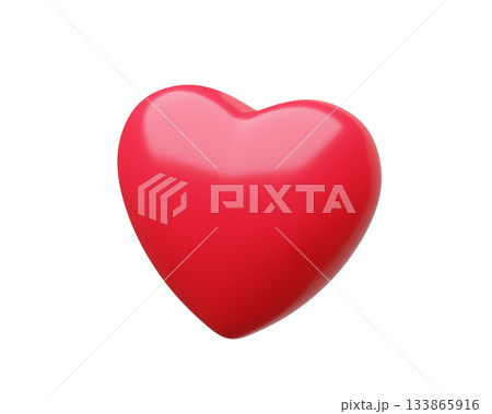 3D Red Heart. Valentines day and romantic symbol on transparent background. Love concept. 3d rendering 133865916