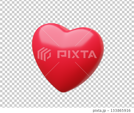 3D Red Heart. Valentines day and romantic symbol on transparent background. Love concept. 3d rendering 133865916