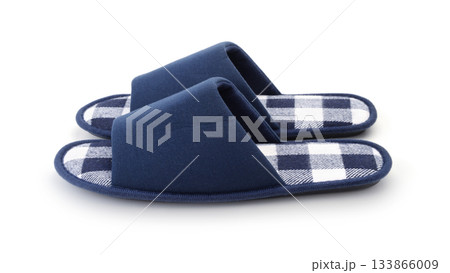 Textile slippers isolated on white. 133866009