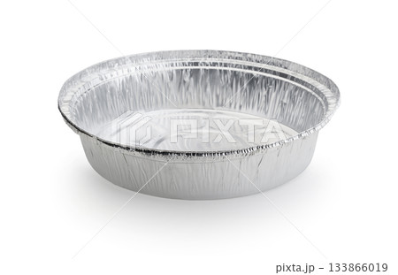 Foil baking dish isolated on white. Foil baking dish isolated on white. 133866019
