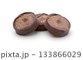 Peat pellets refills isolated on white. 133866029