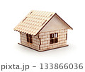 Wooden toy house isolated on white. 133866036