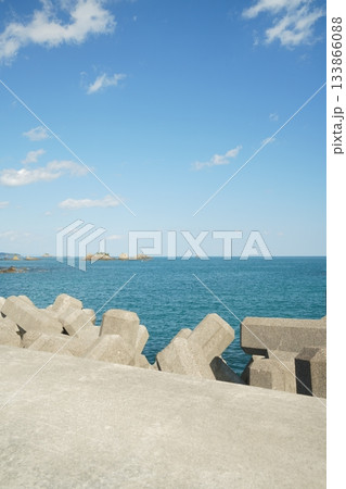 防波堤の上から見る海 133866088