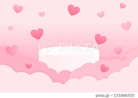 pink podium cylinder in pink cloud background and heart shape elements vector illustration template for banner presentation commercial poster pink podium cylinder in pink cloud background and heart shape elements vector illustration template for banner presentation commercial poster 133866505