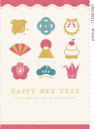 Auspicious items and wave frame postcards Auspicious items and wave frame postcards 133867063