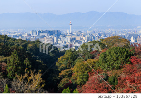 京都 秋の紅葉と街並み 京都駅方面 京都 秋の紅葉と街並み 京都駅方面 133867529