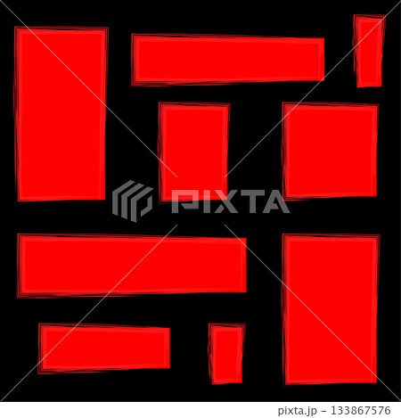 Red frames set. Abstract banner collection. Scribbled border design. Vector artistic element. Red frames set. Abstract banner collection. Scribbled border design. Vector artistic element. 133867576