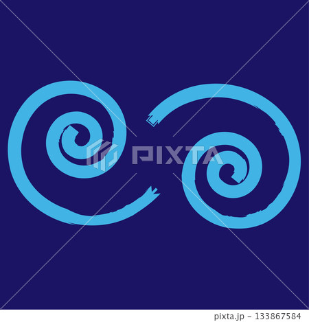 Two spiral icons. Blue abstract motion. Swirl vector elements. Creative dynamic design. Two spiral icons. Blue abstract motion. Swirl vector elements. Creative dynamic design. 133867584