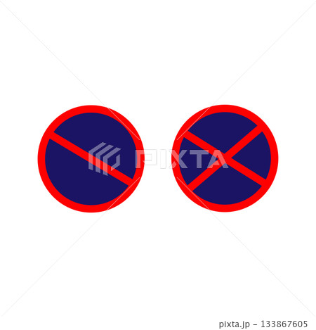 No parking sign. No stopping symbol. Traffic restriction icon. Vector road rule. 133867605