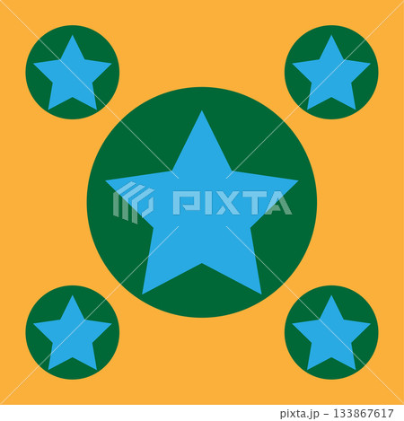 Star icons set. Blue star symbol. Circles with stars. Decorative pattern Vector. 133867617