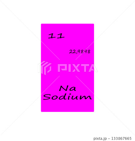 Chemical element illustration. Sodium symbol Na. Periodic table element Vector. Number 11 illustration. Chemical element illustration. Sodium symbol Na. Periodic table element Vector. Number 11 illustration. 133867665