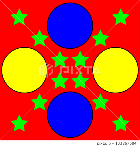 Geometric pattern illustration. Colorful shapes composition. Stars and circles design. Vector modern background. 133867684