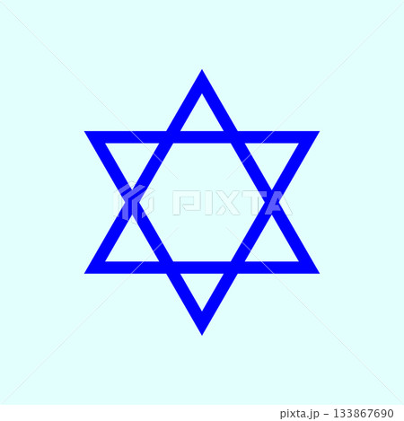 Star of David icon. Blue religious symbol. Geometric Jewish figure. Vector hexagram illustration. 133867690