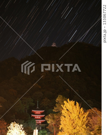 紅葉の金華山と星景写真 紅葉の金華山と星景写真 133867722