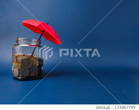 The image is a conceptual representation of financial security and investment protection. 133867795