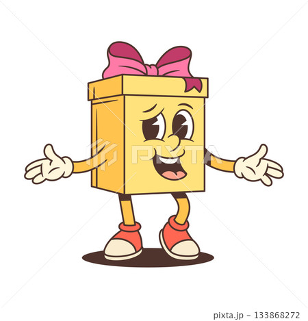 Joyful Cartoon Gift Box Character Spreading Arms Wide Vector Illustration Joyful Cartoon Gift Box Character Spreading Arms Wide Vector Illustration 133868272